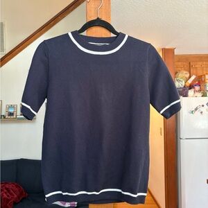Pinch Navy Knit Top with White Trim